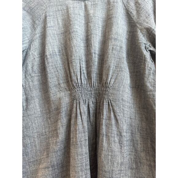 A Pea in the Pod Chambray Maternity Tunic Top With Pink Embroidered Flowers - Picture 6 of 7